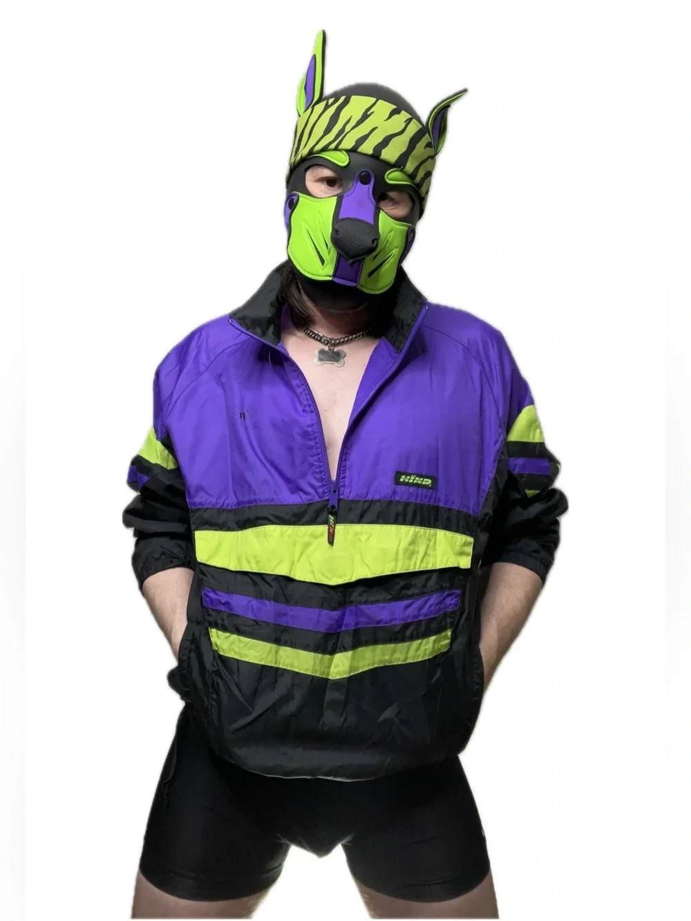 Purple & Lime Colorblock Windbreaker Jacket - HIND - Picture 2 of 4